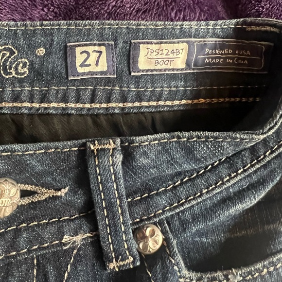 Miss Me Size 27 Jeans Zebra Rhinestone Bling Flap Pocket Boot Cut 30” Inseam - Picture 6 of 6